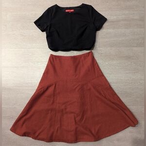 Blush Autumn Brown And Black Top Skirt Set X Small
